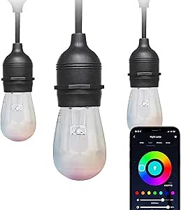 Satco S11288 Starfish RGBW Smart LED Indoor/Outdoor String Lights, Color Changing and Tunable White, 24 Feet , Black