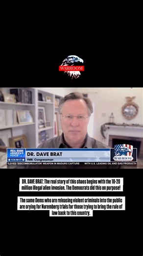 Steve Bannon's WarRoom on Instagram: "DR. DAVE BRAT: The real story of this chaos begins with the 10-20 million illegal alien invasion. The Democrats did this on purpose! The same Dems who are releasing violent criminals into the public are crying for Nuremberg trials for those trying to bring the rule of law back to this country. The Leftists are no longer liberals; they’re Marxists. Mamdani is the new role model."