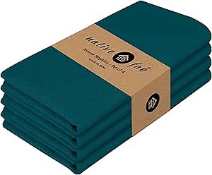 Native Fab Solid Cloth Napkin Set of 4, 100% Cotton, Washable, Reusable Dinner Cloth Napkin 17x17 inches, Table Decor Napkins for Dinner, Events, Teal Green