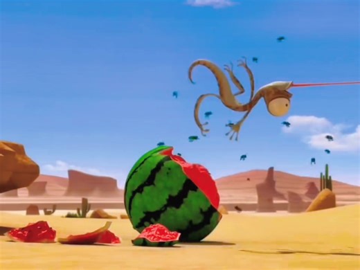 Oscar the Cartoon Lizard: Fun Adventures with Watermelon