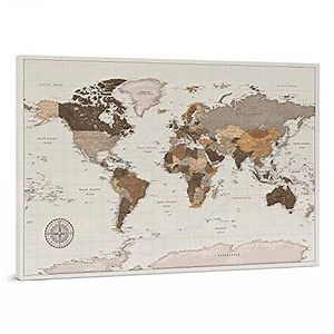 Amazon.com: Push Pin Travel Map - Detailed World Map with Pins - Canvas Pinboard Map to Hang & Pin - Mark Places You've Been - Options to Personalize (Large (47,2x31,5 in / 120x80 cm), Safari) : Home & Kitchen
