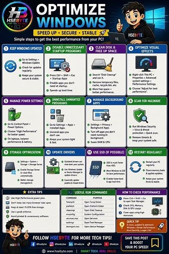 Windows Optimization Tips to Make Your PC Faster, Safer & More Stable!