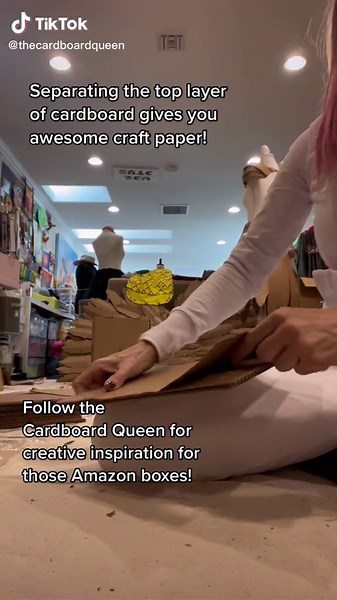 Cardbord makes super thick craft paper! Save those @Amazon boxes and follow along here! 📦📦📦👸 #cardboard #craftideas #crafting #crafts #craft #fyp