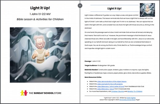 The Light of Christ Shines (1 John 1:1 - 2:2) Sunday School Lesson for Kids - Ministry To Children
