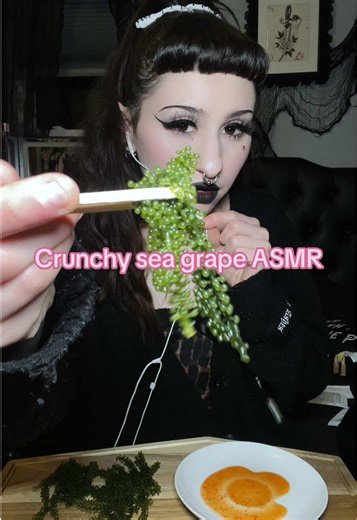 I finally got my hands on these sea grapes after watching so many asmr videos eat these!! They are so good with the sauce   I’m addicted to the crunch!! 🍇☺️ #seagrapes #asmr #crunchyasmr #trending #eatingasmr