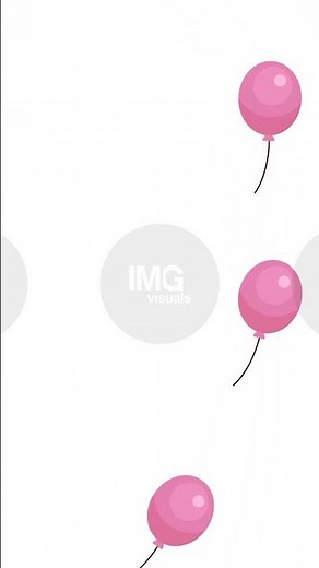 Simple pink balloons floating up 2D vertical animation