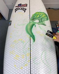 Everyone is always asking if you can paint a @libtechsurf surfboard with #posca pens. I have painted a few and they come out great. These have to be the coolest boards ever, they are even better with art on them. I can not wait to ride one at @bsrsurfresort next month, where I will be doing a paint demo with @lostsurfboards and @matt_biolos. This one is for a local guy @oc_drone_productions who loves these boards. Just in time for the new swell. Enjoy #libtech #surfboardart #surfart #posca #octo