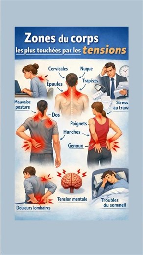 Zones du corps les plus touchées par les tensions#santé #shorts