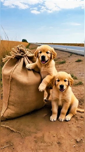 Two Brave Golden Retriever Puppies Rescued Their Mom! 🐕👜 #animalrescue #shorts #goldenretriever