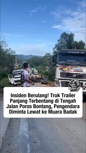 INFO KUTAI KARTANEGARA on Instagram: "Video Viral Yang Memperlihatkan Kondisi Truk Trailer Yang Terbentang di Tengah Tanjakan Perangkat Poros bke Bontang, Diharapkan Cari Jalan Alternatif Lewat ke Muara Badak Untuk Menghindari Kemacetan Panjang. Video Source; WAG. Relawan #busamsamarinda #hallosamarinda#samarindaterkini #samarindaku #kaltimku"