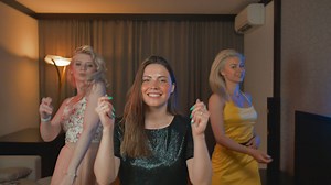 Girls dancing happily in a room - Free Stock Video