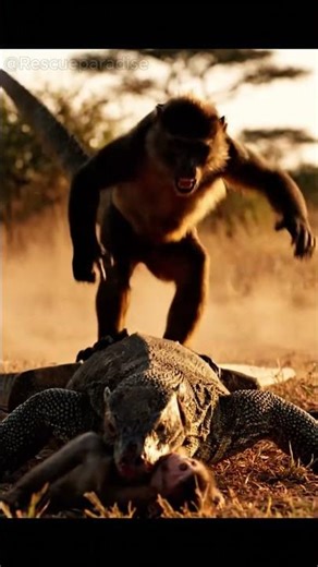 Mother Monkey Saves Her Baby from Giant Lizard 🐒🦎 | A Fight for Life | Emotional Wildlife Rescue