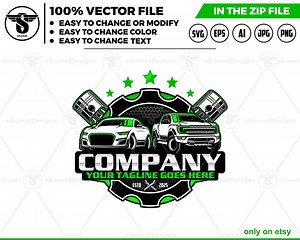 Modèle de logo de réparation automobile : voiture, camion, conception de piston (téléchargement numérique) - Etsy France