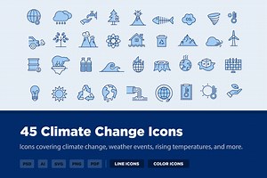 45 Climate Change Icons, an Icon by Creative VIP