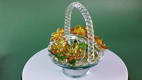 H&D HYALINE & DORA Crystal Pink Grape Decor with Rotating Base Collectible Figurines Ornaments Display for Home Table Centerpiece