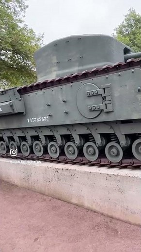 Close up view of WW2 Churchill Crocodile flamethrower tank in Normandy #history #dday80 #ww2