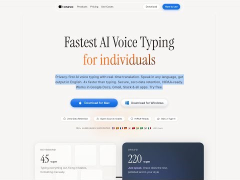 How to use Oravo.ai voice typing for windows mac, linux android ios