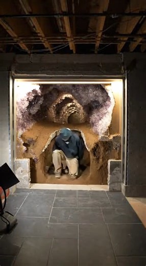 Discover the ultimate secret room renovation! Watch as workers excavate a hidden tunnel through basement foundation walls, following natural crystal formations to create a stunning geode den. This soundproof underground retreat features glittering mineral walls, intimate seating, and a secret door entrance. The most unique basement transformation you'll ever see – a literal escape into the earth! #SecretRoom #BasementRenovation #HiddenRooms #UniqueHomes #GeodeDecor #UndergroundLiving #HomeTransf