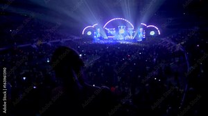 People dancing from the stands in concert in full pavilion 2 Stock Video