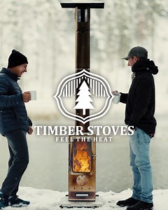 2.7K views · 142 reactions | This is an outdoor heater that runs on wood pellets! It uses a gravity fed system that requires no electricity and has no moving parts (it won't break down). Here's the best part: It produces twice the amount of heat vs a normal propane heater. About a 12 Ft heating radius! | Timber Stoves | Facebook