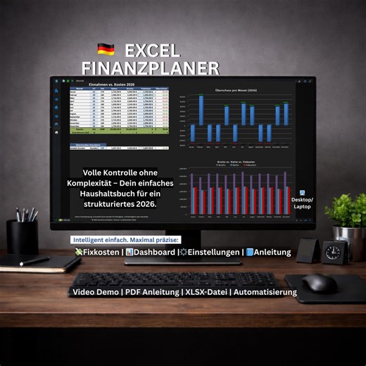 Excelファイナンシャルプランナースタンダード2026 | 家計簿テンプレート | 収入・支出トラッカー | ダークモード - Etsy 日本