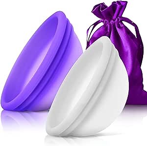 Reusable Menstrual Disc - Set of 2 Menstrual Cup - Soft Period Disc for Women Designed with Flexible, Medical-Grade Silicone Period Cup (1 Small + 1 Large)
