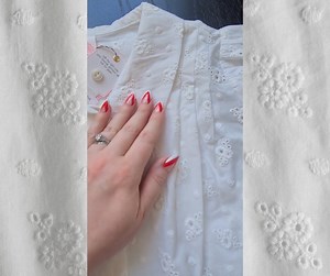 Lottie gives us a close up of the Favourite Blouse in broderie anglaise. This 1940s vintage style blouse is a classic piece made from 100% cotton and available in sizes UK 24- UK 6. On our UK website now and ready to ship worldwide. www.revival-retro.com/products/favourite-blouse | REVIVAL