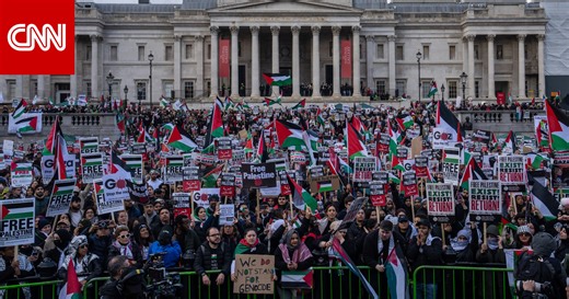 بالصور.. مظاهرات ضخمة مؤيدة للفلسطينيين بلندن واعتقال 29 شخصا