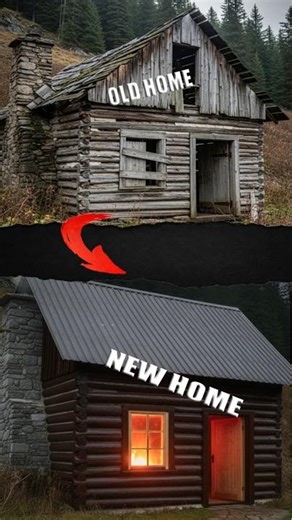 Restoring a Destroyed Log Cabin in the Wild! 🏚️➡️🏔️ #restoration #cabinlife
