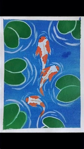 Koi Fish Pond Painting #shorts #acrylicpainting #ytshorts #painting #koifishpainting #koifish