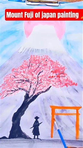 Mount Fuji of japan painting #painting #art #shorts #mountains #viral