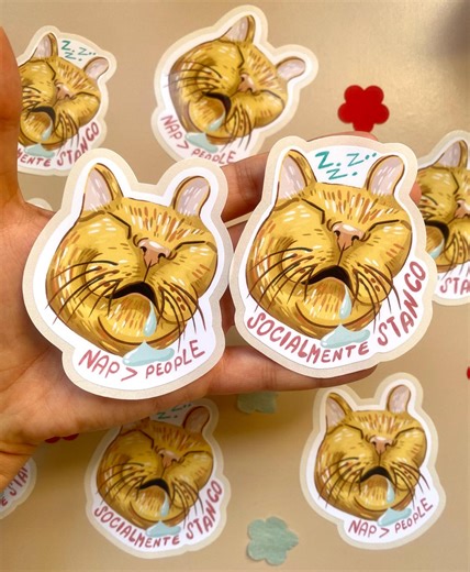 Introvert Cat Sticker, Anti Social Mental Health Funny Sleepy Cats Vynil Stickers Anxiety Decal for Laptop Water Bottle Journal - Etsy