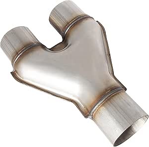 Stainless Steel Exhaust Y Pipe, 2.5" Single to 2.25" Dual Exhaust Adapter Connector for Car and Truck, 10" Overall Length, Weld-On, Universal