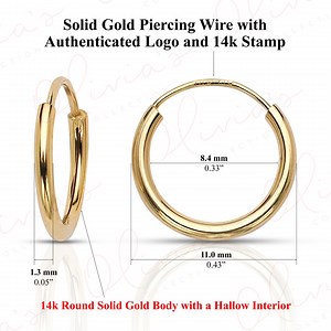 14k Yellow Gold Endless Hoop Earrings: Mediumweight 1.3mm Seamless Loops - Etsy