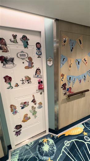 Customized our door on our Disney cruise. Animators collection is the cutest collection ever and they remind me of my daughter so we just had to! So much fun doing these! Definitely a labor of love. 🌊💕 #disneycruise #cruisedoordecor #disney
