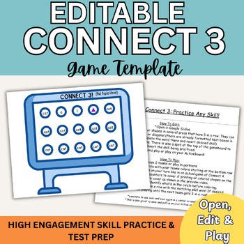 Editable Connect 3 Game Board: Review Game for Literacy, Math, and Test Prep