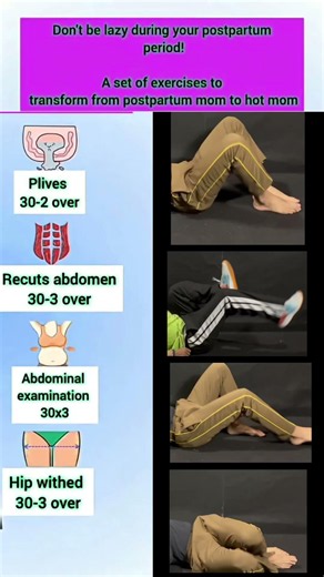 4 Best Postpartum Exercises for Pelvic Floor, Rectus Abdominis & Hip Width 🔥 | Home Workout #Shorts