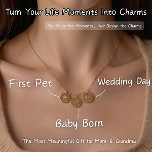 Personalized Charm Necklace, Custom Milestone Necklace, Baby Birth Wedding Pet Memory Necklace, Unique Gift for Mom Grandma - Etsy