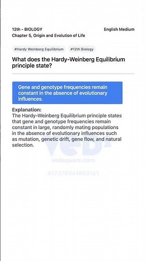 Hardy Weinberg Equilibrium Explained 12th Biology