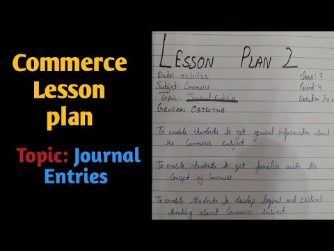 B.Ed Teaching I Lesson Plan Commerce I Journal Entries I