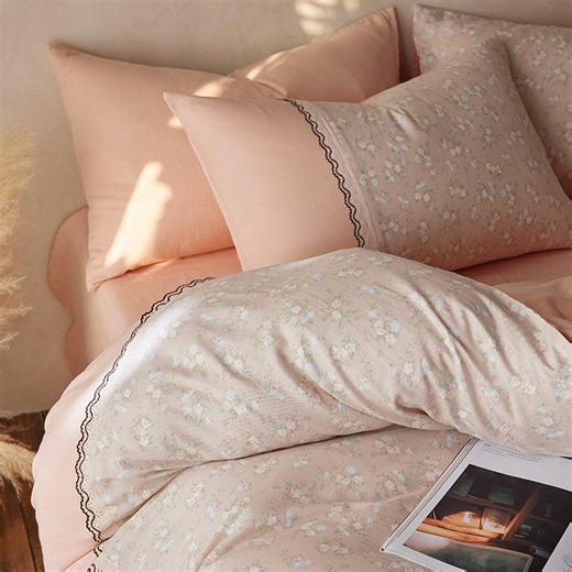 Pink Floral Bedding Set French Romantic Duvet Cover Lace Trim Soft Cottagecore Bedroom Decor - Etsy