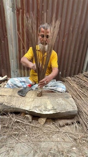 Coconut Leaf Stick Broom Making | Amazing Rural Skills