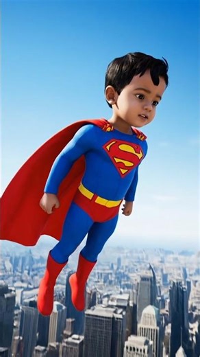 Cute Baby Superman Saves the City 🦸‍♂️🏙️😂#shorts