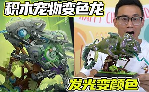 家门口捡到一只半机械变色龙，竟是积木拼装！晚上发光白天变颜色