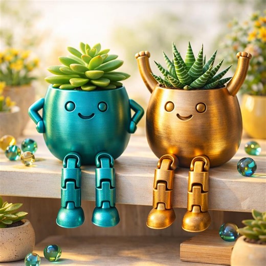 Pack STL Files.articulated Planter STL Pack.2 Cute 3D Printable Plant Pots With Flexible Legs.digital Download STL File Planter.stl Planter - Etsy