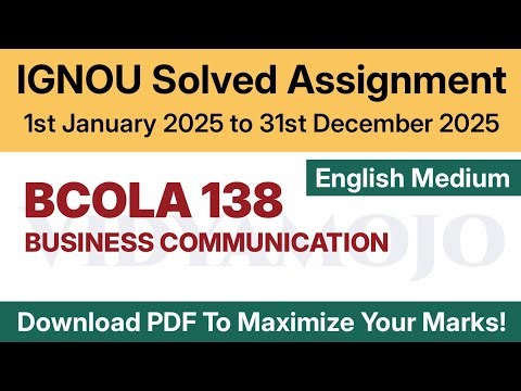 IGNOU BCOLA 138 Solved Assignment 2024-25 English Medium PDF Download | BCOLA 138 Assignment 2025