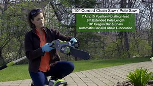 Watch Earthwise CVP41810 7 10" Handheld Saw-4.5 Amp 17" Pole Hedge Trimmer 4-in-1 Multi Tool, Grey on Amazon Live