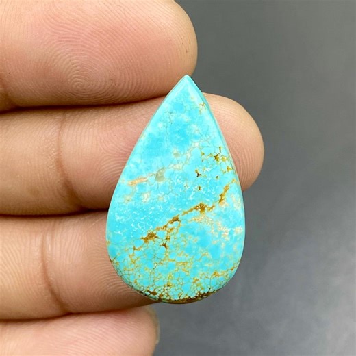 100% Natural Number Eight Turquoise Cabochon, Nevada Number 8 Turquoise Cabochon, Pear Shape Gemstone, 30x18x5mm, 17ct - Etsy