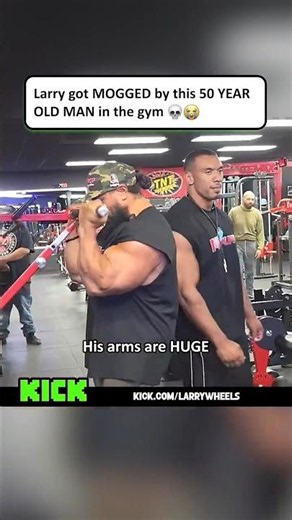 Larry got MOGGED by this 50 YEAR OLD MAN in the gymTNIE❤️‍🩹👀#kick #larrywheels #boxing