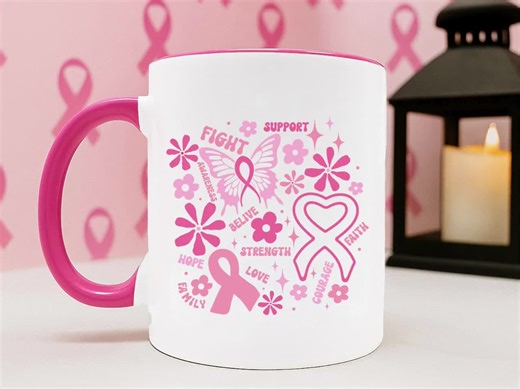 Boho Floral Breast Cancer SVG: Fight Support Hope, Pink Ribbon Vector for Cricut & Silhouette - Etsy